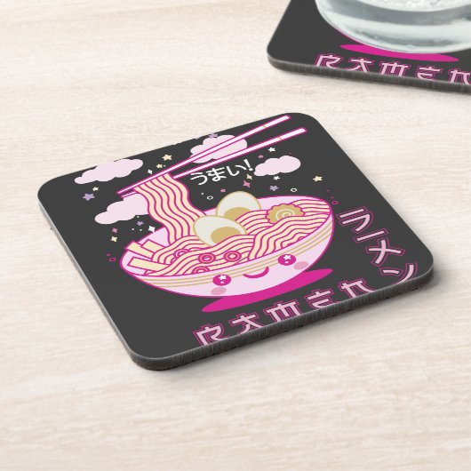 Niedlich Kawaii Ramen Anime Noodles Ramen Girls, T Getränkeuntersetzer (Linke Seite)