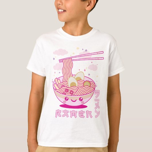 Niedlich Kawaii Ramen Anime Noodles Ramen Girls, T T-Shirt (Vorderseite)