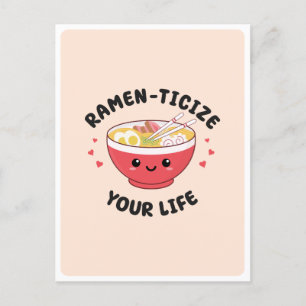 Niedlich Kawaii Ramen Asian Food Puppe Romantische Postkarte