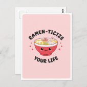 Niedlich Kawaii Ramen Asian Food Puppe Romantische Postkarte (Vorne/Hinten)