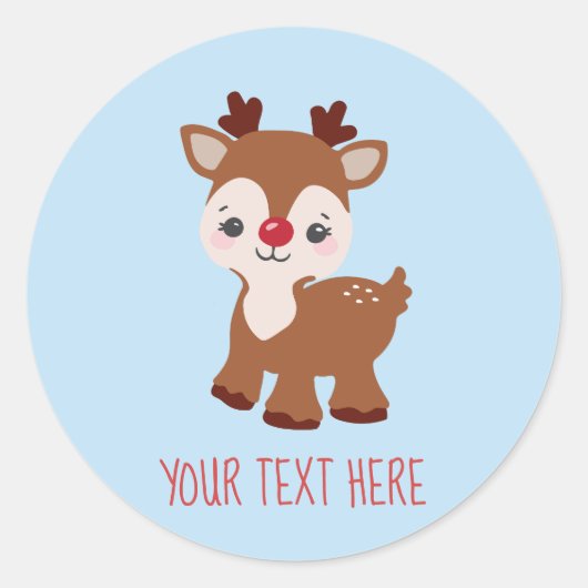 Niedlich Kawaii Reindeer Personalisierter Sticker (Vorderseite)