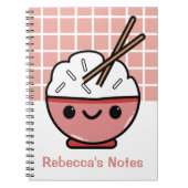 Niedlich Kawaii Rice Bowl - Personalisiert Notizblock (Vorderseite)