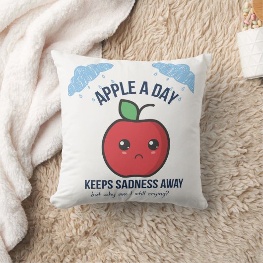 Niedlich Kawaii Sad Apple Pillow - Funny Fruit for Kissen (Decke)