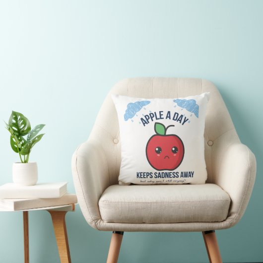 Niedlich Kawaii Sad Apple Pillow - Funny Fruit for Kissen (Stuhl )