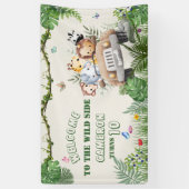 Niedlich Kawaii Safari Wilde Jungle Tiere Geburtst Banner (Vertikal)