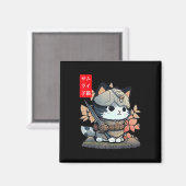 Niedlich Kawaii Samurai Warrior Kawaii Cat Japanis Magnet (Vorderseite/Rückseite)