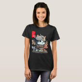 Niedlich Kawaii Samurai Warrior Kawaii Cat Japanis T-Shirt (Vorne ganz)