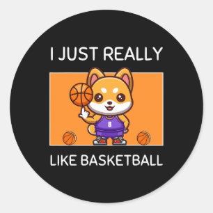 Niedlich Kawaii Shiba Inu I einfach wie Basketbal Runder Aufkleber