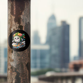 Niedlich Kawaii Skateboarding Sushi Runder Aufkleber