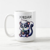 Niedlich Kawaii Skunk mit Bubble Tee Personalisier Kaffeetasse (Links)