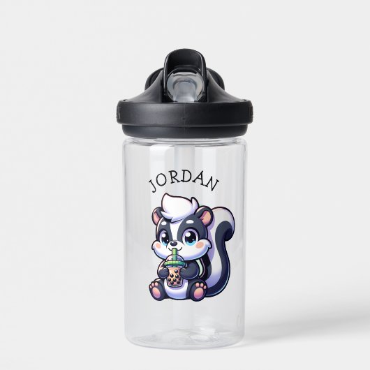 Niedlich Kawaii Skunk mit Bubble Tee Personalisier Trinkflasche (Vorne)