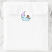 Niedlich Kawaii Sleepy Moon Runder Aufkleber (Tasche)