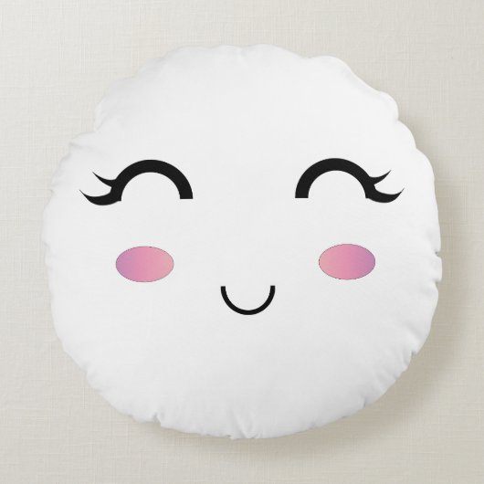 Niedlich Kawaii Smile Pillow Rundes Kissen (Vorderseite)