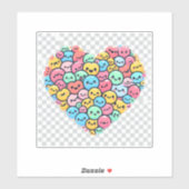 Niedlich Kawaii Smiley Heart Vinyl Sticker (Blatt)