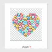 Niedlich Kawaii Smiley Heart Vinyl Sticker (Blatt)