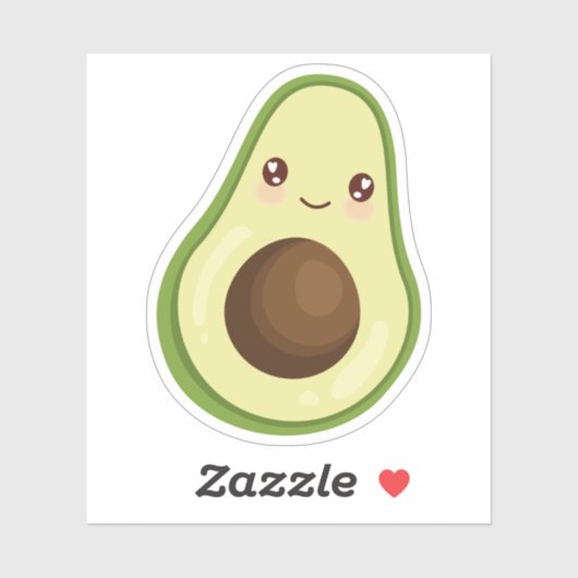 Niedlich Kawaii Smiling Avocado Aufkleber (Blatt)