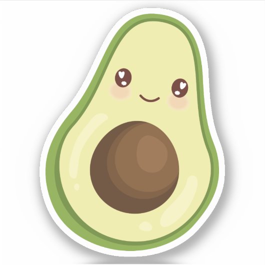 Niedlich Kawaii Smiling Avocado Aufkleber (Vorderseite)
