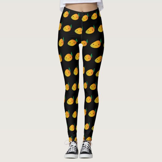 Niedlich Kawaii Smiling Mango Leggings (Vorderseite)