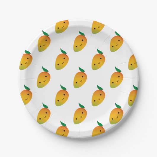 Niedlich Kawaii Smiling Mango Pappteller (Vorderseite)