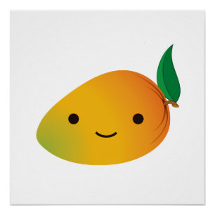 Niedlich Kawaii Smiling Mango Poster