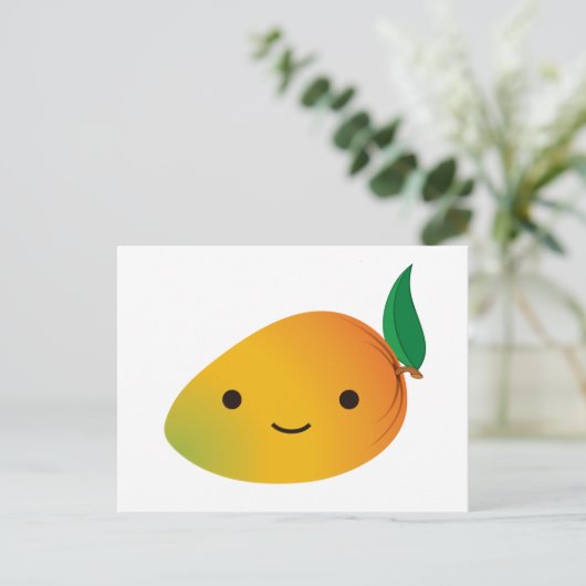 Niedlich Kawaii Smiling Mango Postkarte (Stehend Vorderseite)