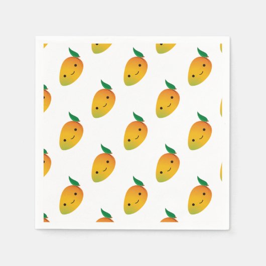 Niedlich Kawaii Smiling Mango Serviette (Vorderseite)