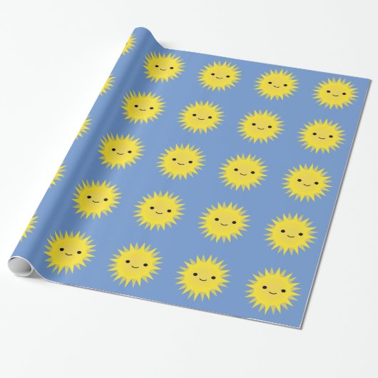 Niedlich Kawaii Smiling Sun Geschenkpapier (Ungerollt)