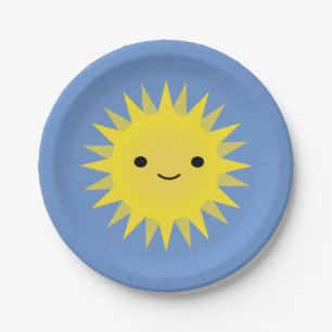 Niedlich Kawaii Smiling Sun Pappteller
