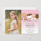 Niedlich Kawaii S'mores Camping Bonfire Geburtstag Einladung (Vorderseite)