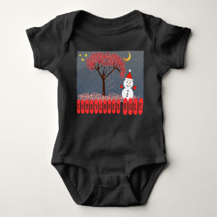 Niedlich Kawaii Snowman mit Candy Cane Tree Baby Strampler
