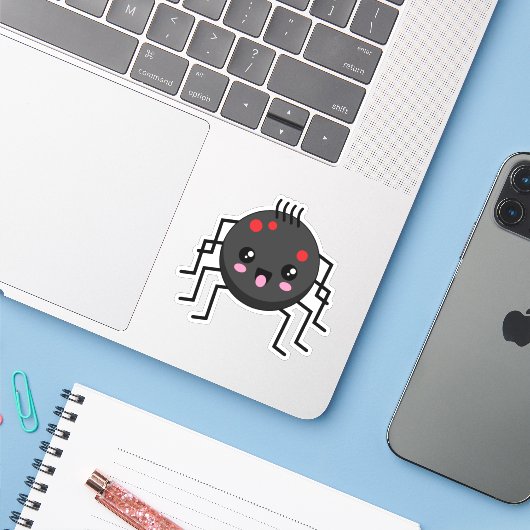 Niedlich Kawaii Spider Aufkleber (Laptop mit iPhone)