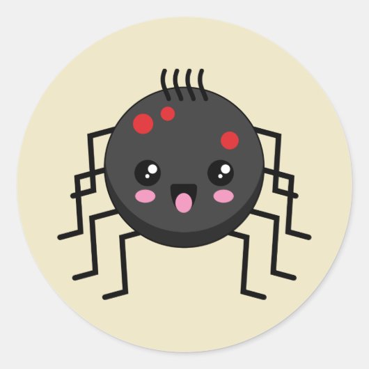 Niedlich Kawaii Spider Runder Aufkleber (Vorderseite)