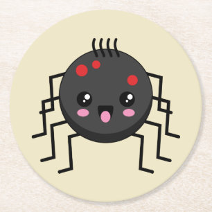 Niedlich Kawaii Spider Runder Pappuntersetzer