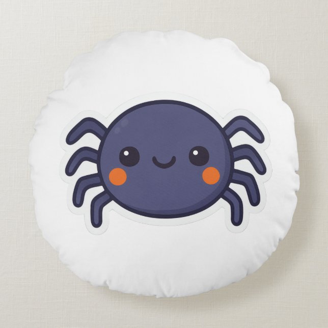 Niedlich Kawaii Spider Rundes Kissen (Vorderseite)