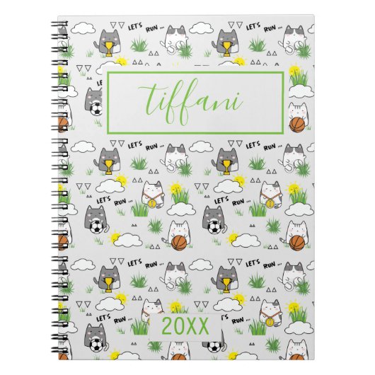 Niedlich Kawaii Sporty Cats Notebook Notizblock (Vorderseite)