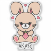 Niedlich Kawaii Strawberry Bunny Rabbit Aufkleber (Vorderseite)