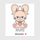 Niedlich Kawaii Strawberry Bunny Rabbit Aufkleber (Blatt)