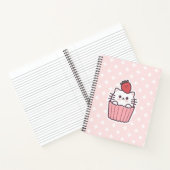 Niedlich Kawaii Strawberry Cat Cupcake Cartoon Notizblock (Innenseite)