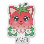 Niedlich Kawaii Strawberry Kitty Cat Aufkleber (Vorderseite)