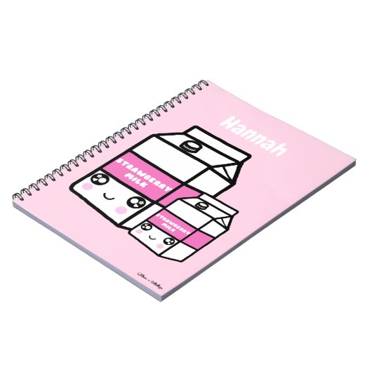 Niedlich Kawaii Strawberry Milk Duo Milchgetränk R Notizblock (Linke Seite)