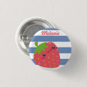 Niedlich Kawaii Strawberry Streifen Personalisiert Button (Vorne & Hinten)