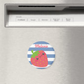 Niedlich Kawaii Strawberry Streifen Personalisiert Magnet (In Situ (Geschirrspüler))