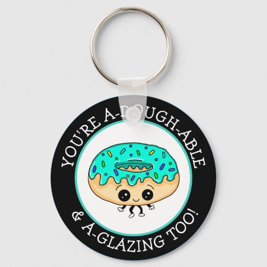 Niedlich Kawaii Style Jelly Donut Flirting Puff Schlüsselanhänger (Vorderseite)