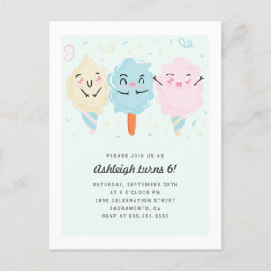 Niedlich Kawaii Sugar Candy Kids' Geburtstag Einladungspostkarte