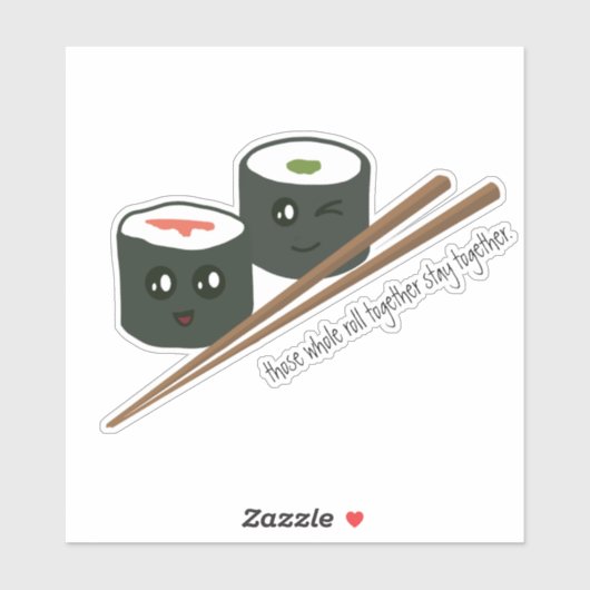 Niedlich Kawaii Sushi Characters Chopsticks Aufkleber (Blatt)