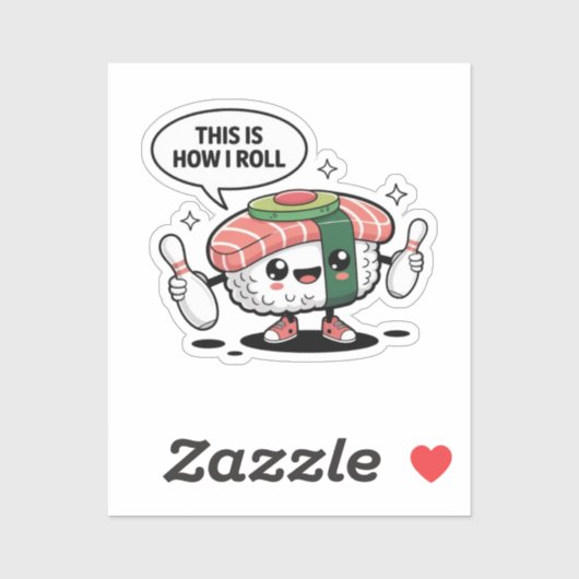 Niedlich Kawaii Sushi mit Bowling-Buttonen Aufkleber (Blatt)