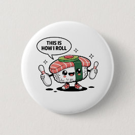 Niedlich Kawaii Sushi mit Bowling-Buttonen Button