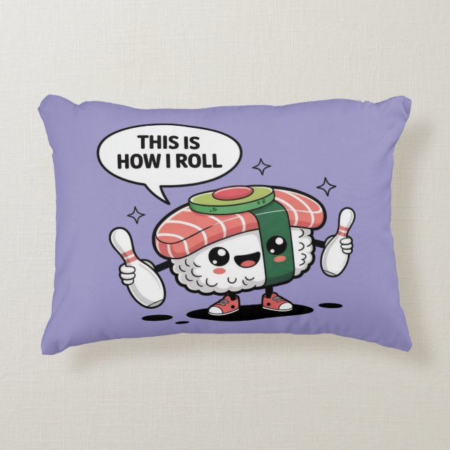 Niedlich Kawaii Sushi mit Bowling-Buttonen Dekokissen (Vorderseite)