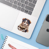 Niedlich Kawaii Swiss Mountain Dog Reading Book Lo Aufkleber (Laptop mit iPhone)
