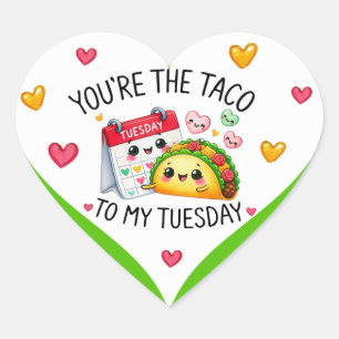 Niedlich Kawaii Taco Dienstag Herz-Aufkleber